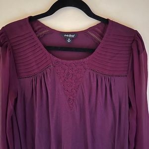 Lucky Brand Long Sleeve Top in Dark Wine